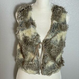 Faux Fur Vest with Tie Closure